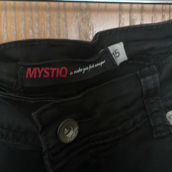 Stylish black jeans with copper color design paint pattern on legs - Picture 8 of 9